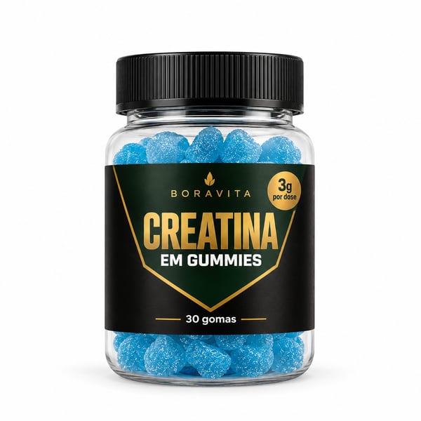 Pote de Creatina em Gummies Boravita com 30 gomas