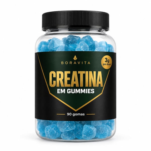 Pote de Creatina em Gummies Boravita com 90 gomas